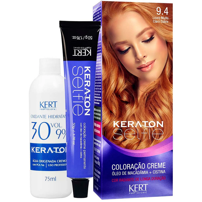 Coloração Kit Keraton Selfie 9.4 - Louro Muito Claro Cobre