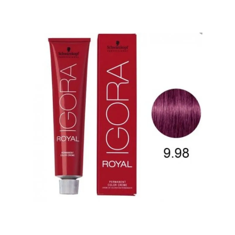 Coloração Igora Royal 9.98 Louro Extra Claro Violeta Vermelho