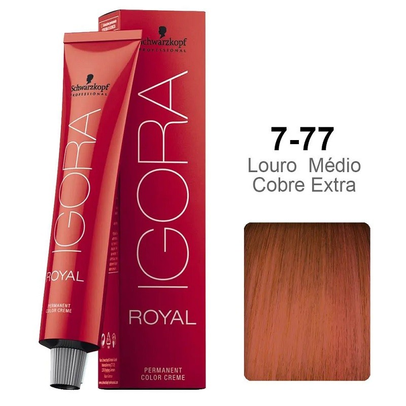 Coloração Igora Royal 7.77 Louro Médio Cobre Extra