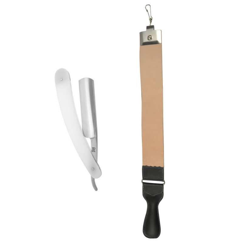 Kit Barbeiro Navalha + Afiador de Couro