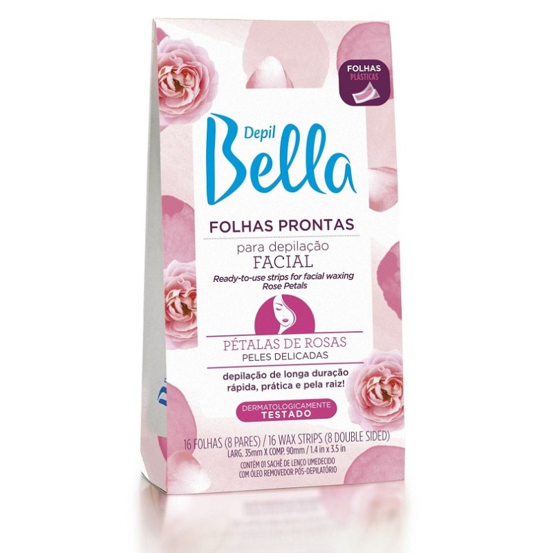 Depil Bella Folhas Prontas Facial Pétalas de Rosas 16 folhas