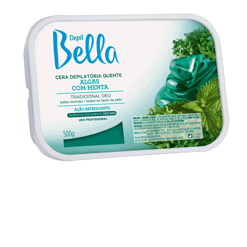 Depil Bella Cera Quente em Barra Algas com Menta 500g