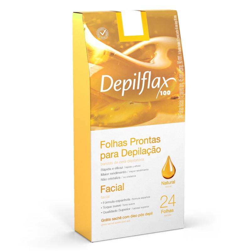 Depilflax Folhas Prontas Depilação Facial Natural 24 Folhas