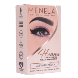 Kit Henna Sobrancelha Menela Castanho Médio 2,5g