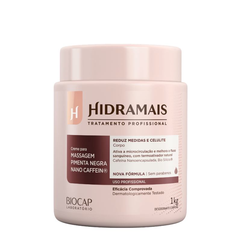 Creme de Massagem Hidramais Pimenta Negra Nano Caffein 1Kg