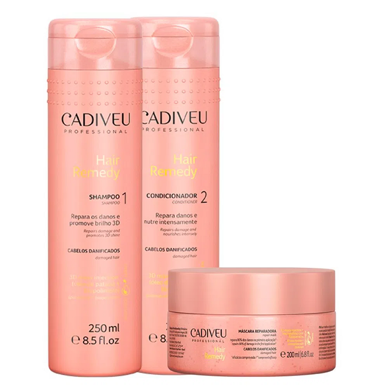 Cadiveu Kit Hair Remedy - Shampoo + Condicionador + Máscara Capilar