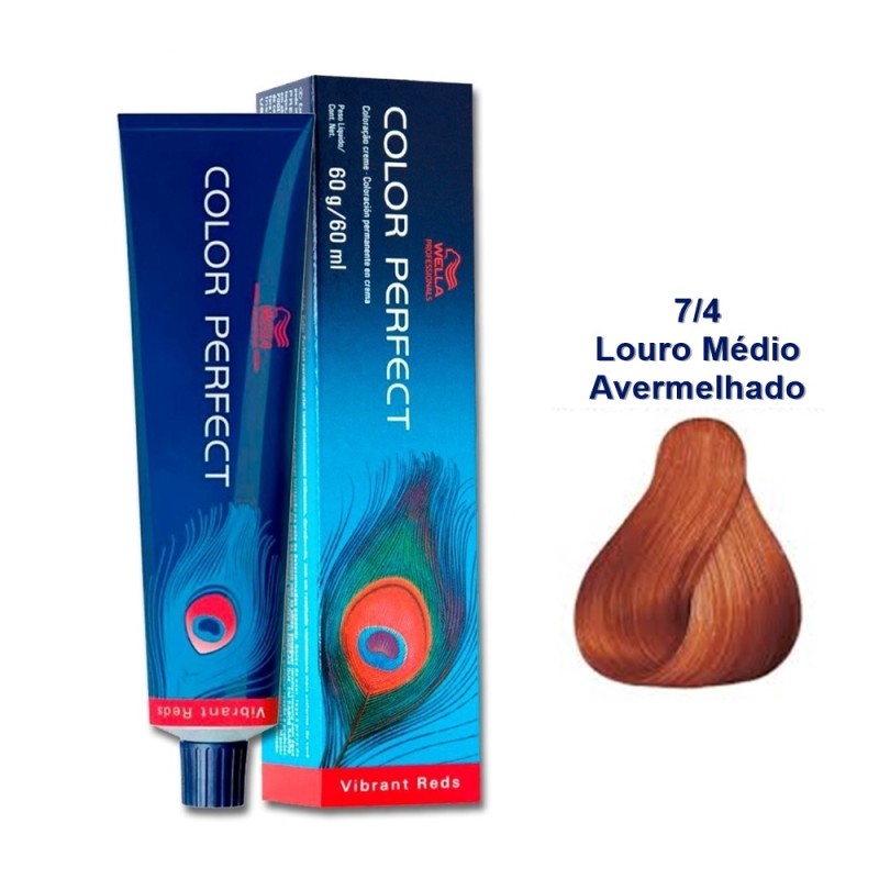 Coloração Wella Color Perfect 7.4 Louro Médio Avermelhado