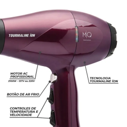 Secador de Cabelo MQ Professional Tourmaline Ion Vinho 127V
