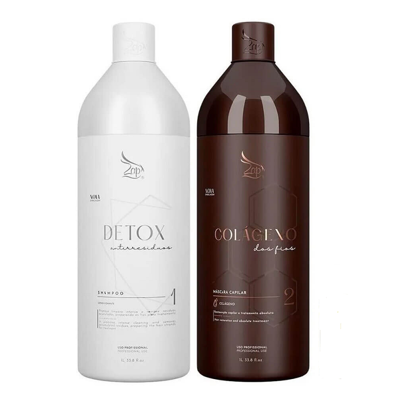 Kit Escova Progressiva Zap Colágeno dos Fios 2x1000ml