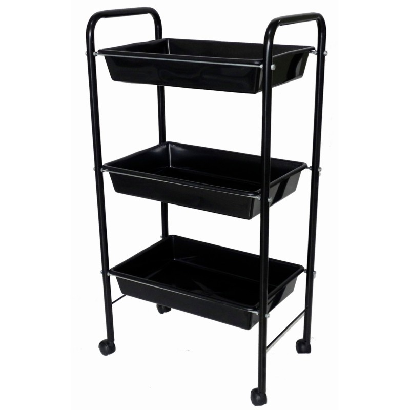 Carrinho Auxiliar Ideal Modelo CA30 - 03 Bandejas - Preto
