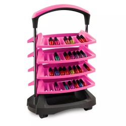 Carrinho Expositor de Esmaltes Diva 04 bandejas Ref.5278 - Pink e Preto